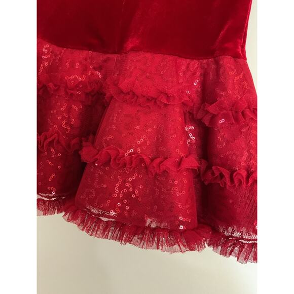 Jona Michelle Red Velvet Christmas Dress 24M/2T Fur Collar & Sequins - Picture 8 of 8